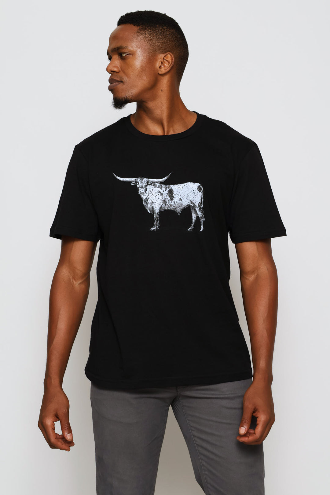 Nguni Steer Tee - Black