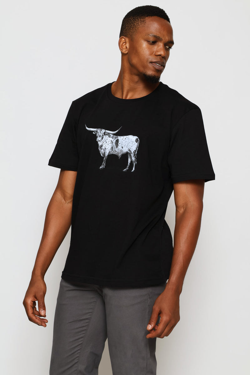 Nguni Steer Tee - Black