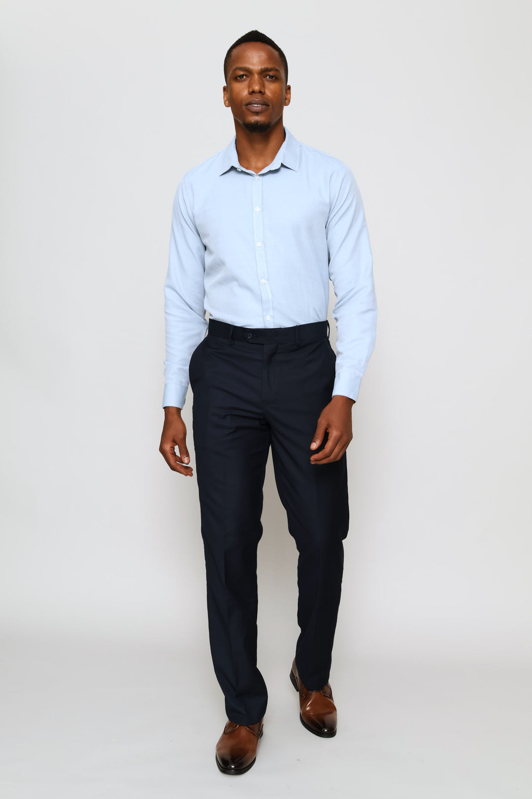 Slim Minimal Herringbone Textured Shirt - Light Blue