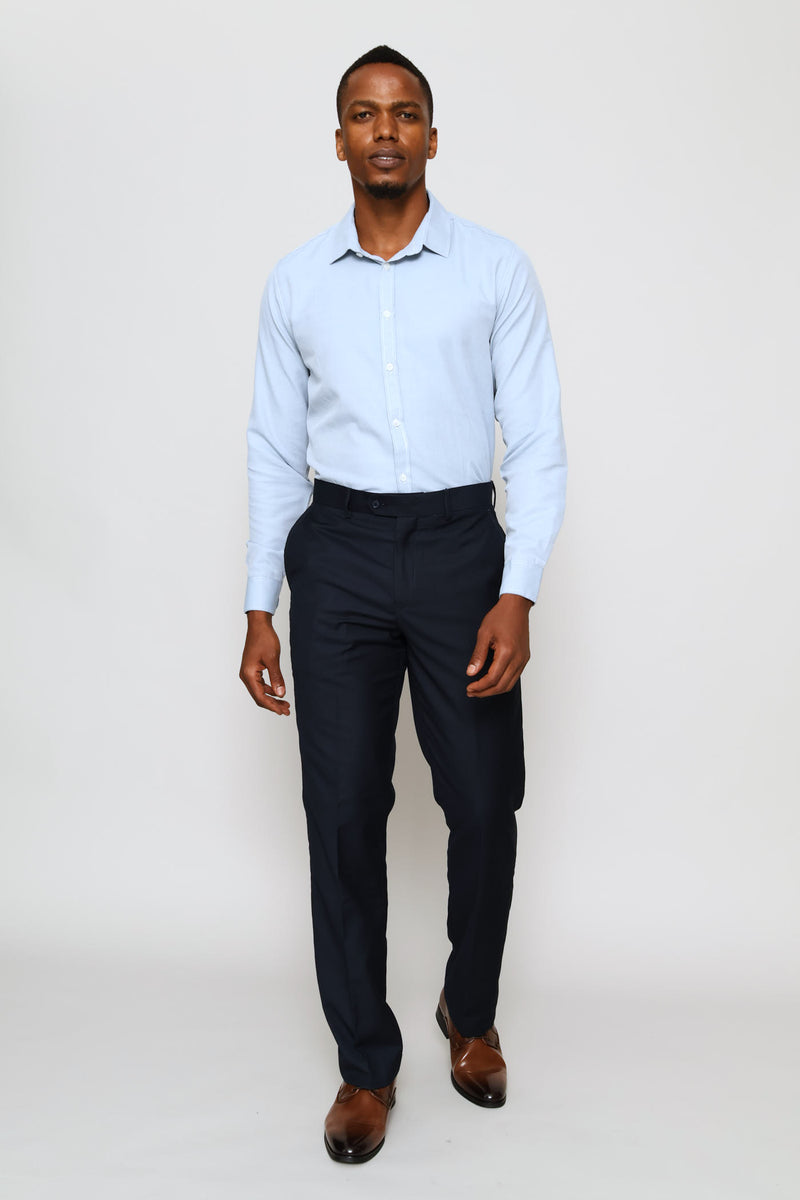 Slim Minimal Herringbone Textured Shirt - Light Blue