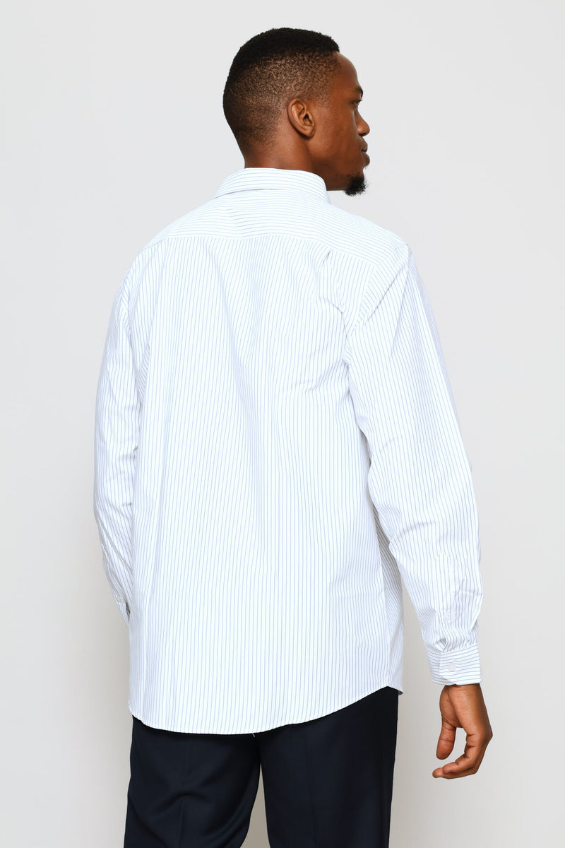 Regular Stripe Textured Shirt - White