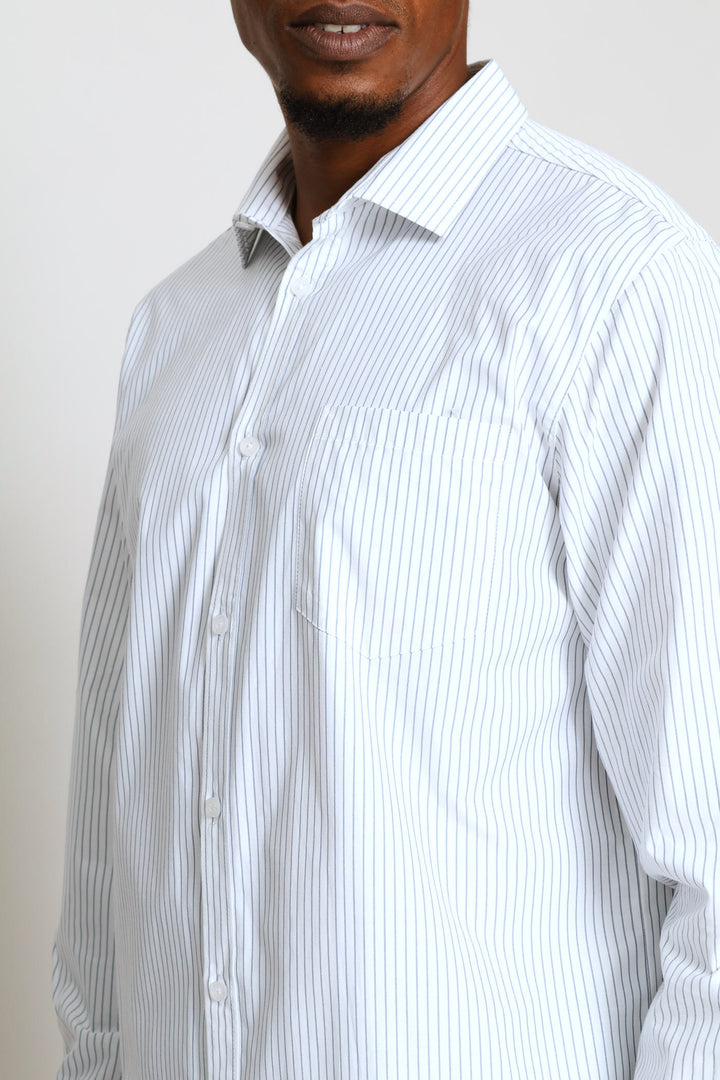 Regular Stripe Textured Shirt - White