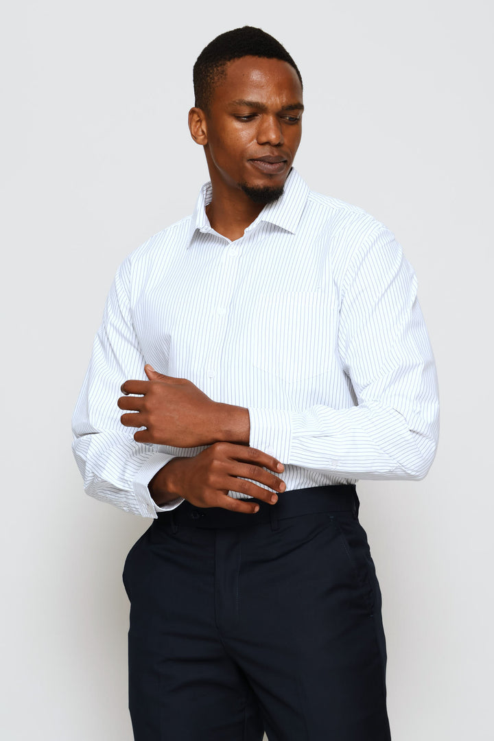 Regular Stripe Textured Shirt - White