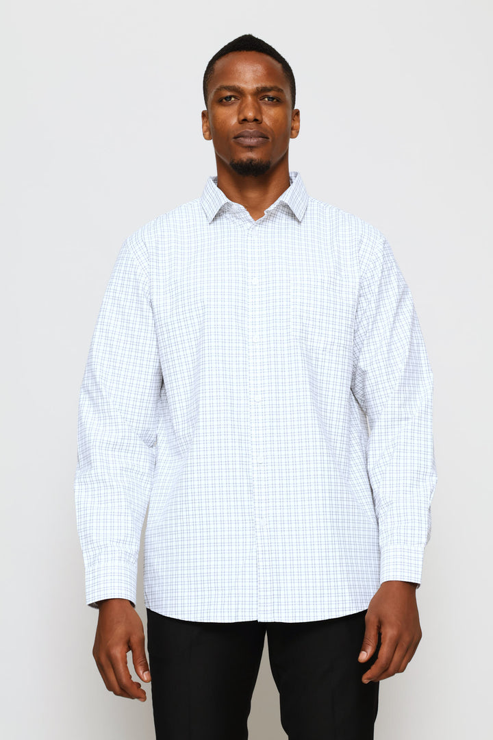 Regular Check Textured Shirt - White