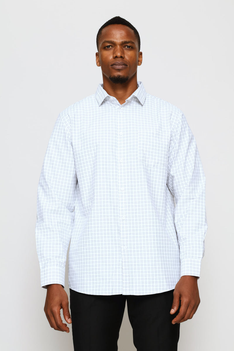Regular Check Textured Shirt - White