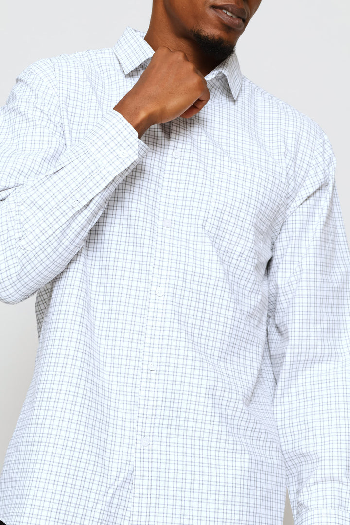 Regular Check Textured Shirt - White