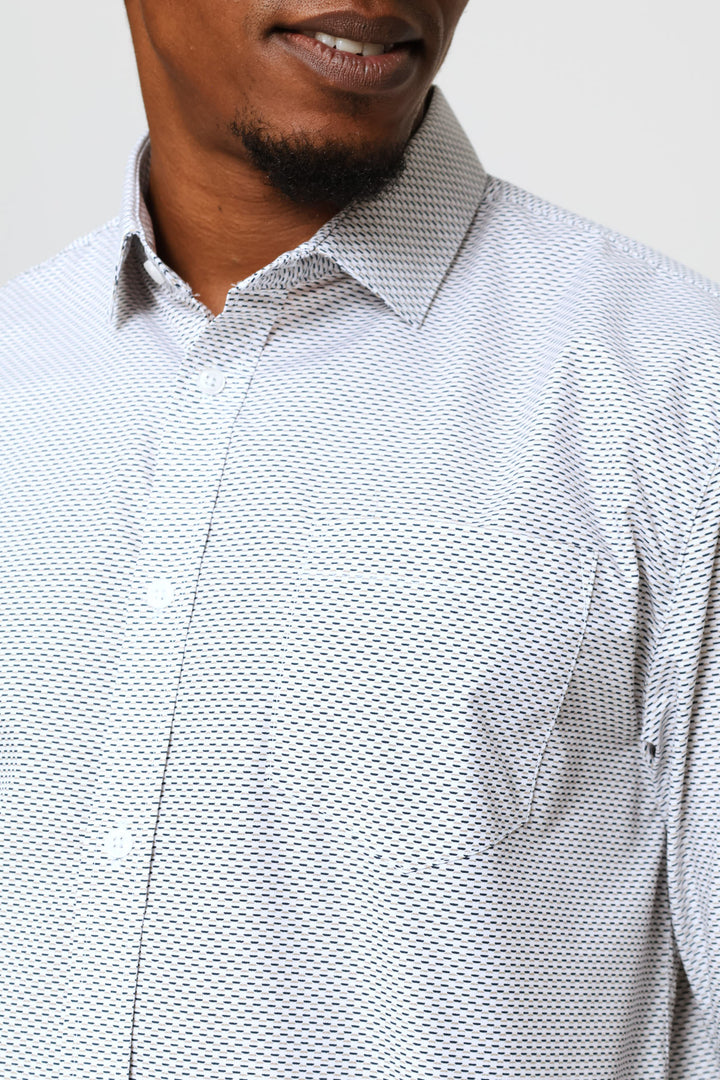 Regular Two-Tone Diamond Printed Shirt - Navy/Brown