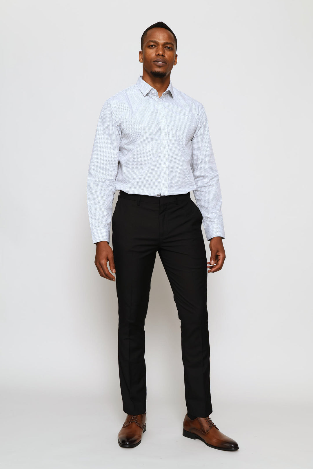 Regular Two-Tone Diamond Printed Shirt - Navy/Brown