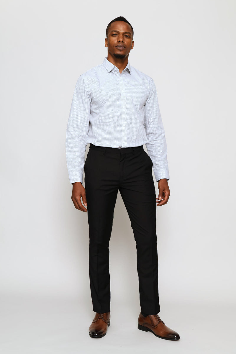 Regular Two-Tone Diamond Printed Shirt - Navy/Brown