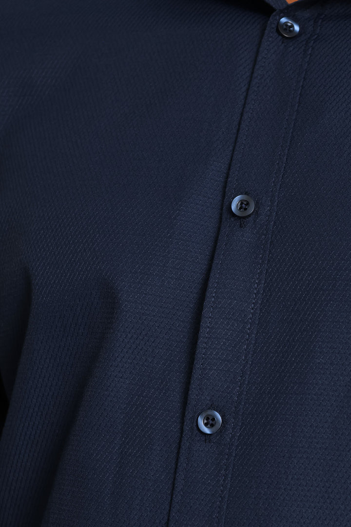 Slim Tonal Textured Shirt - Navy