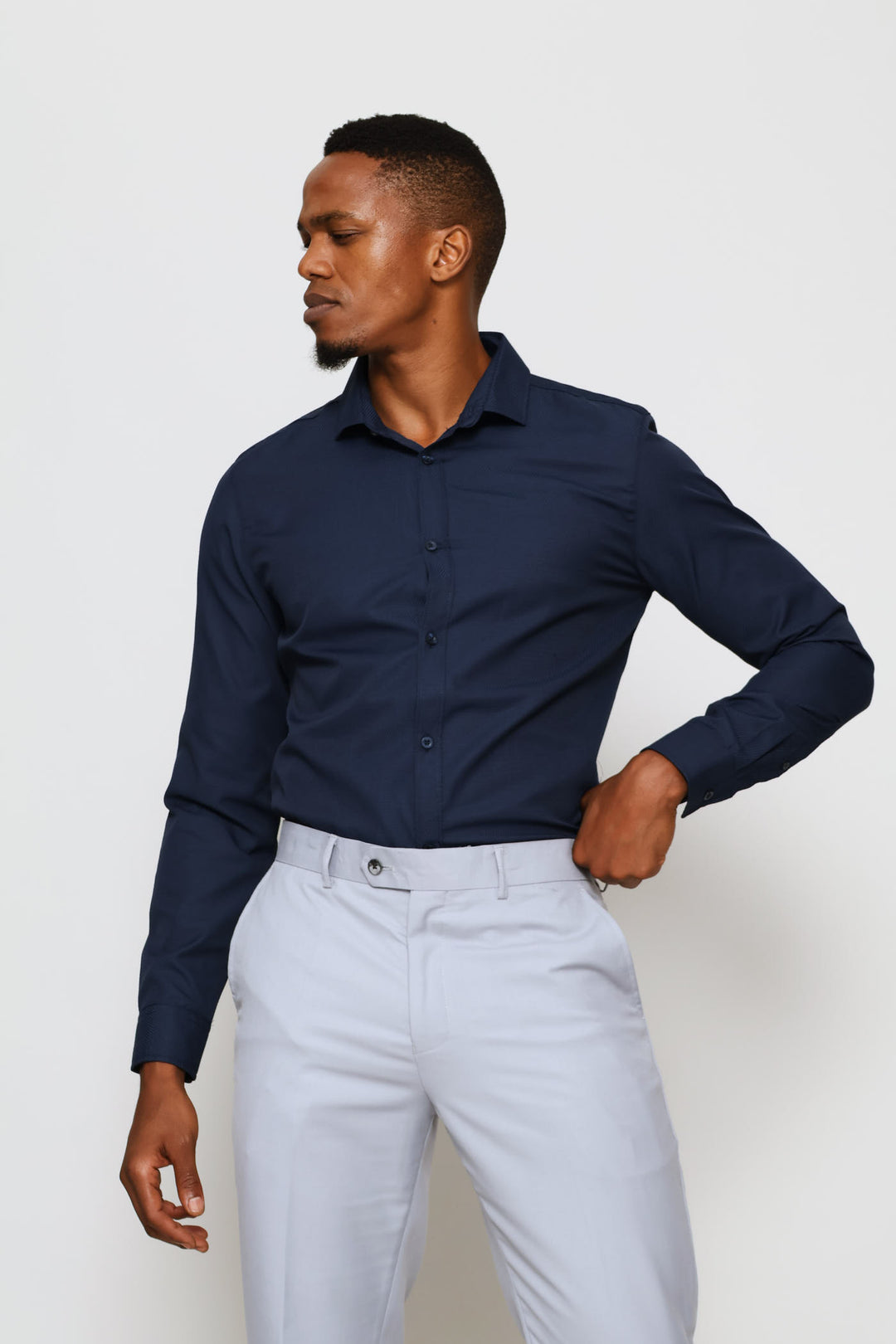 Slim Tonal Textured Shirt - Navy
