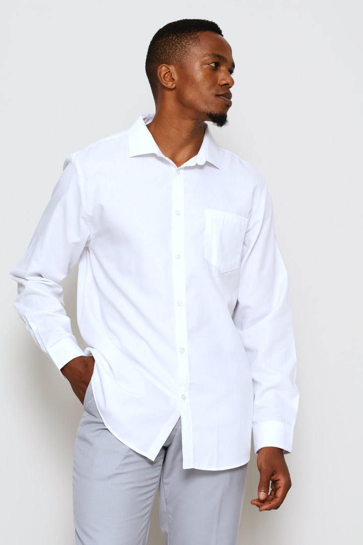 Slim Regular Tonal Textured Shirt - White