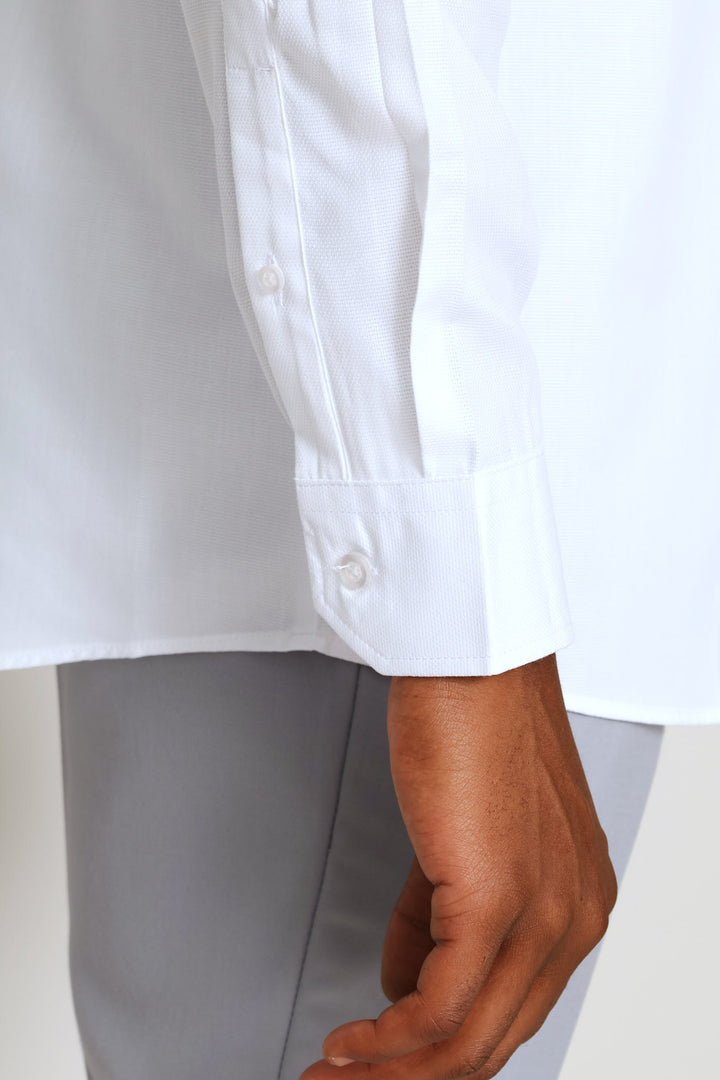 Slim Regular Tonal Textured Shirt - White