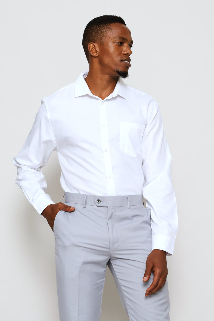 Slim Regular Tonal Textured Shirt - White