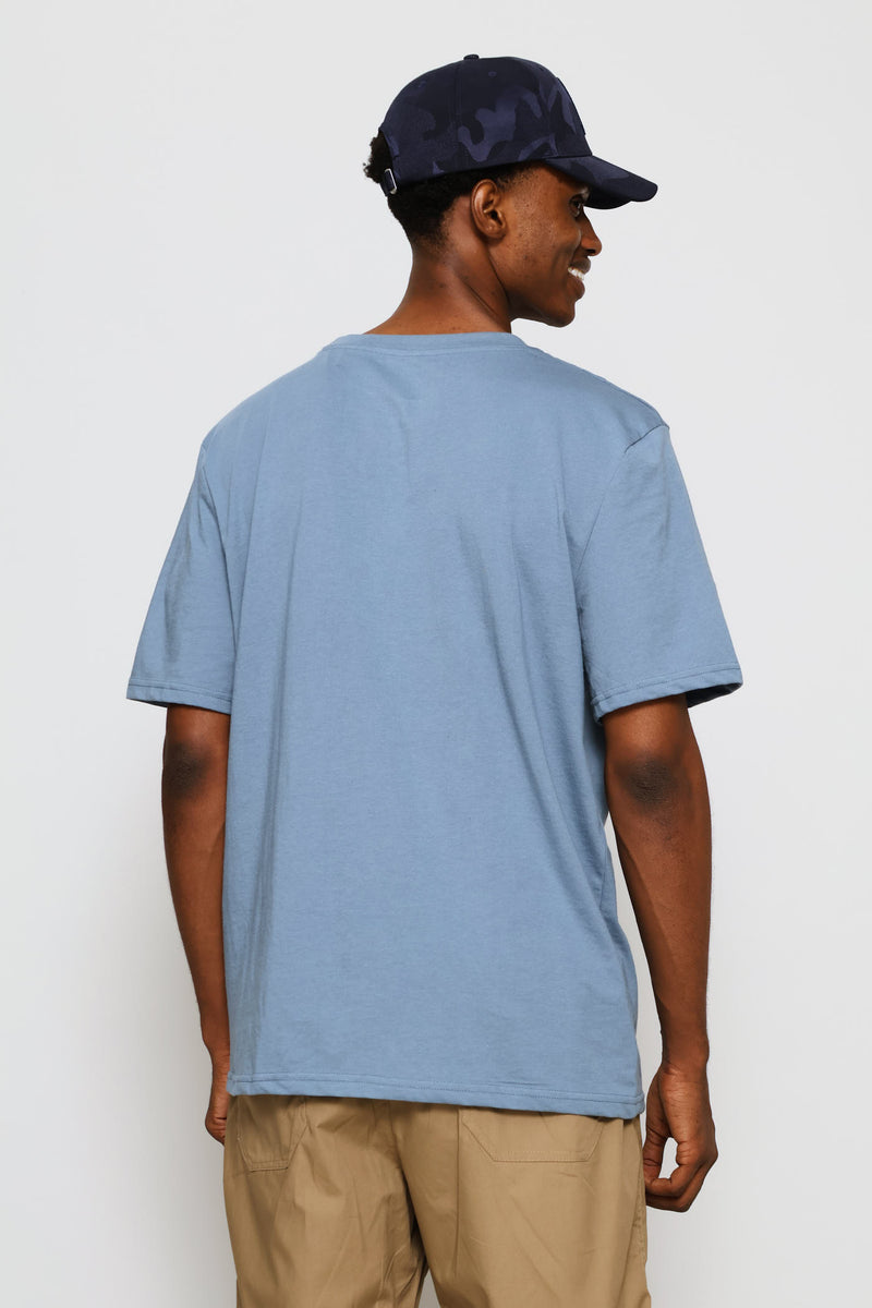 Bull Skull Print Tee - Dusty Blue