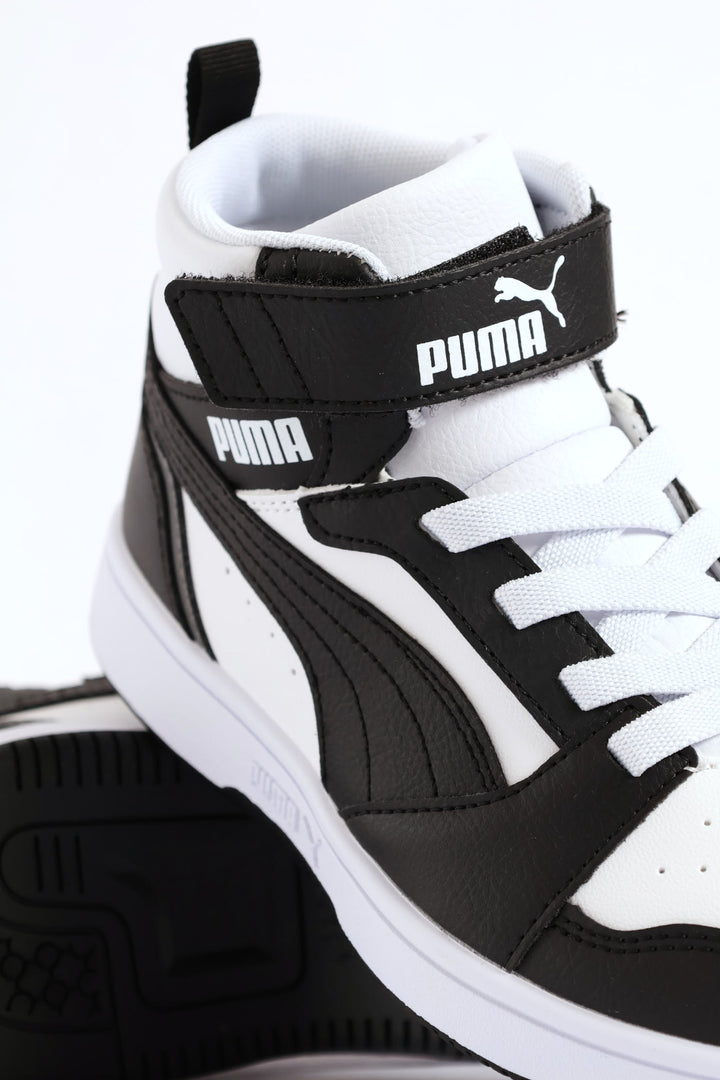 Boys Rebound V6 Mid Ac+ Sneaker - White/Black