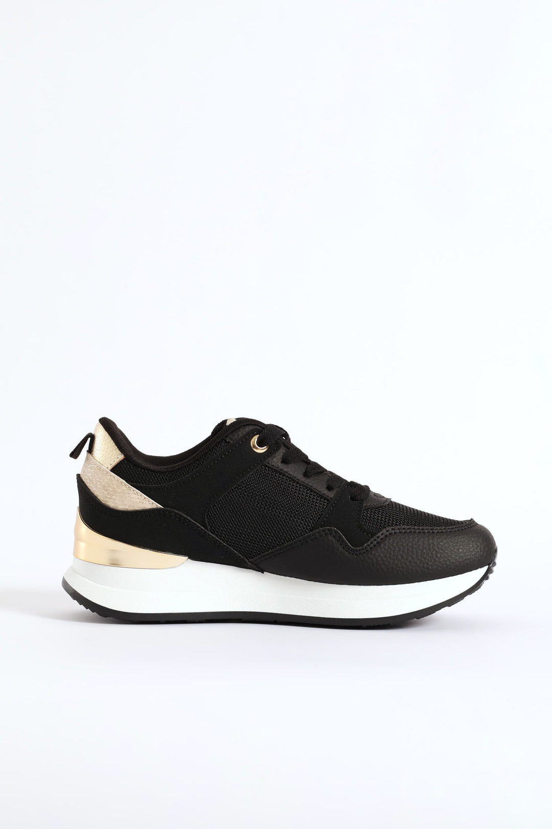 Gold Lurex Platform Sneaker - Black
