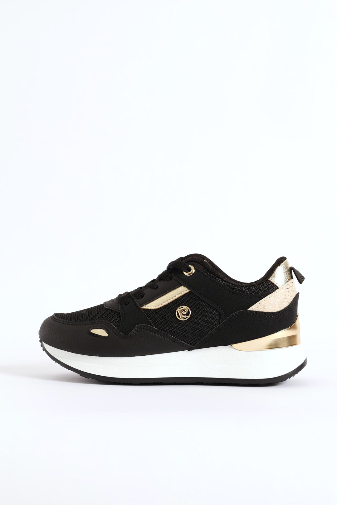 Gold Lurex Platform Sneaker - Black