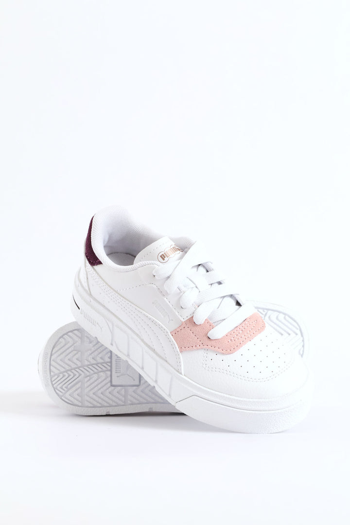 Pre-Girls Cali Court Match Sneaker - White/Berry