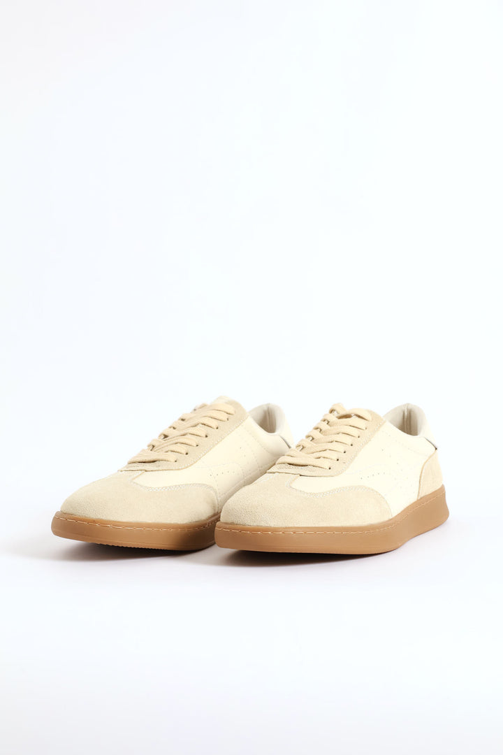 Alec Leather Court Sneaker - Beige