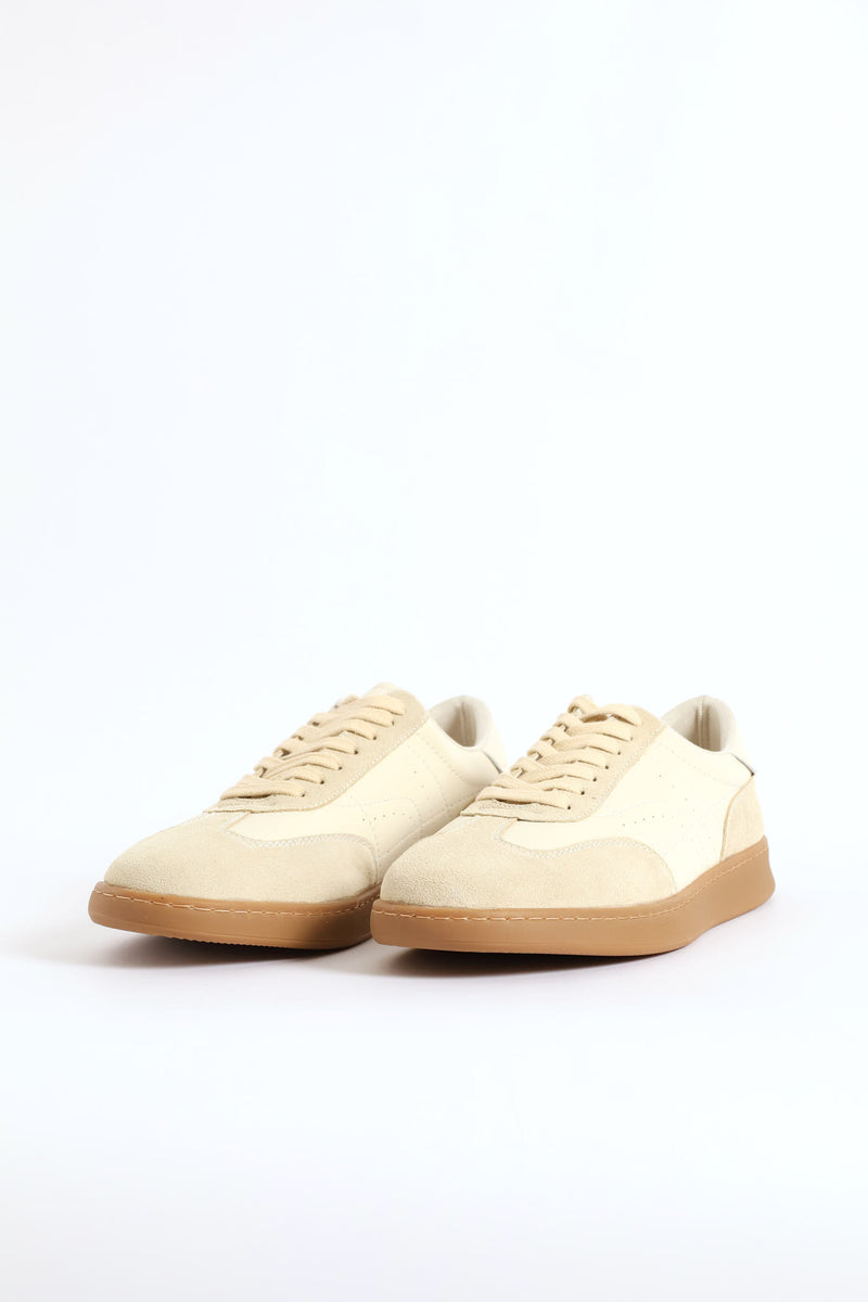 Alec Leather Court Sneaker - Beige