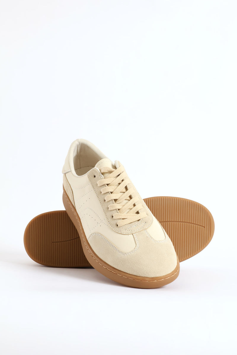 Alec Leather Court Sneaker - Beige
