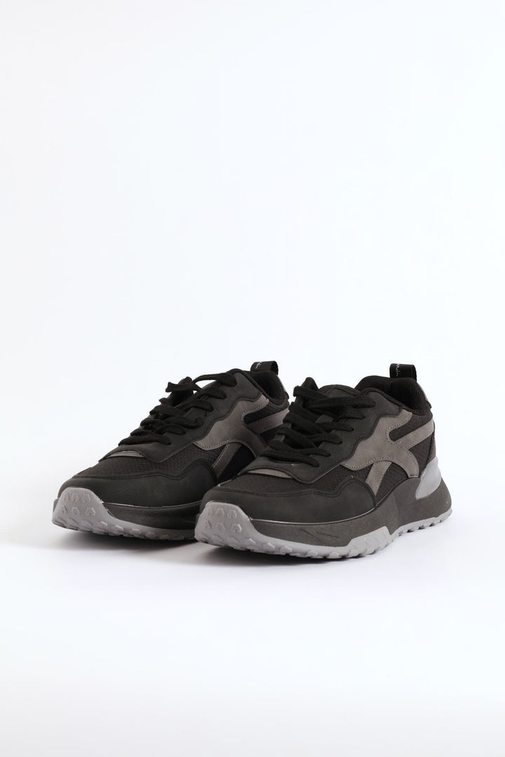 Panelled Retro Sneaker - Black
