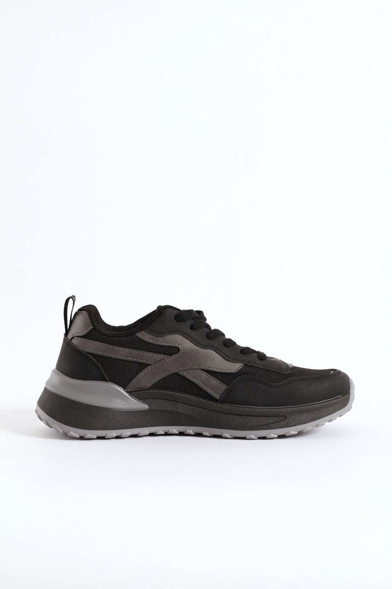 Panelled Retro Sneaker - Black