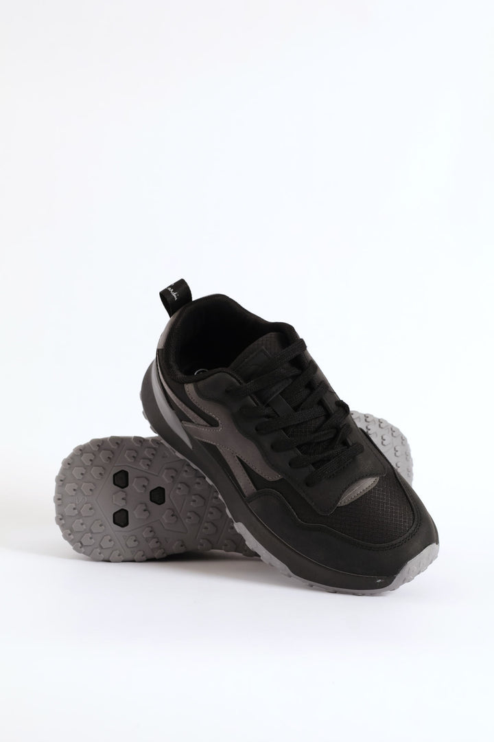 Panelled Retro Sneaker - Black
