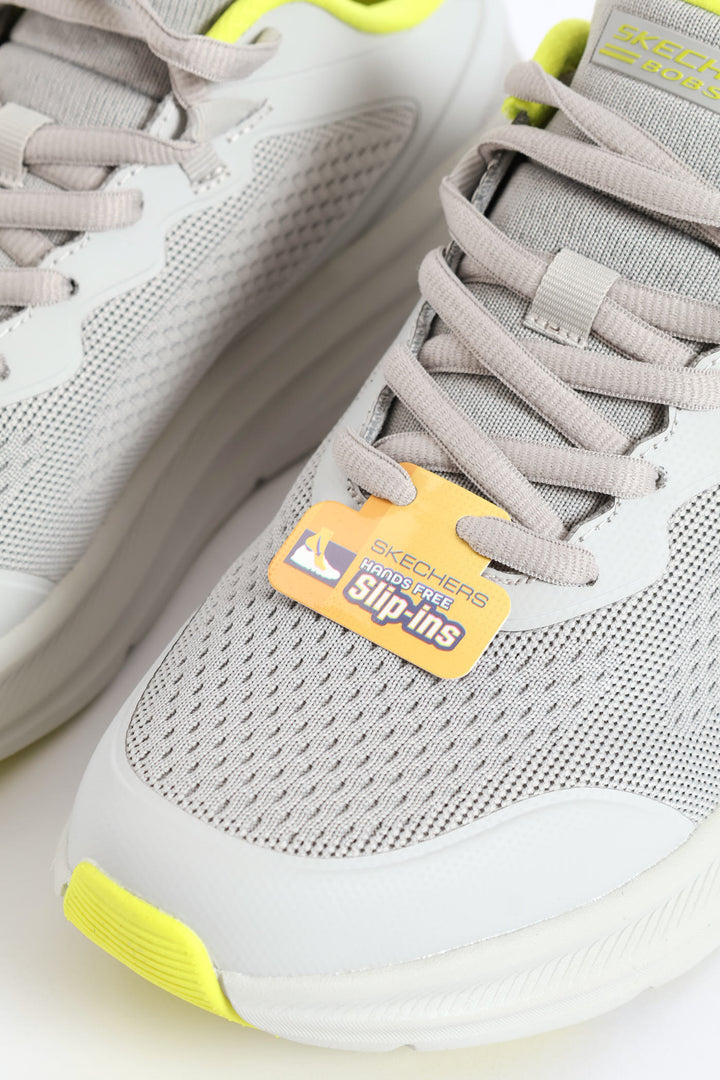 Bobs Skillz Fly Knit Lace Up Sneaker - Light Grey