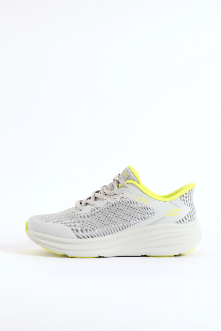 Bobs Skillz Fly Knit Lace Up Sneaker - Light Grey