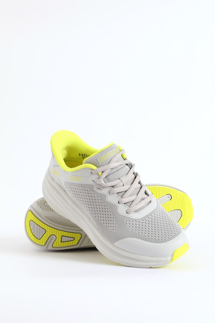 Bobs Skillz Fly Knit Lace Up Sneaker - Light Grey