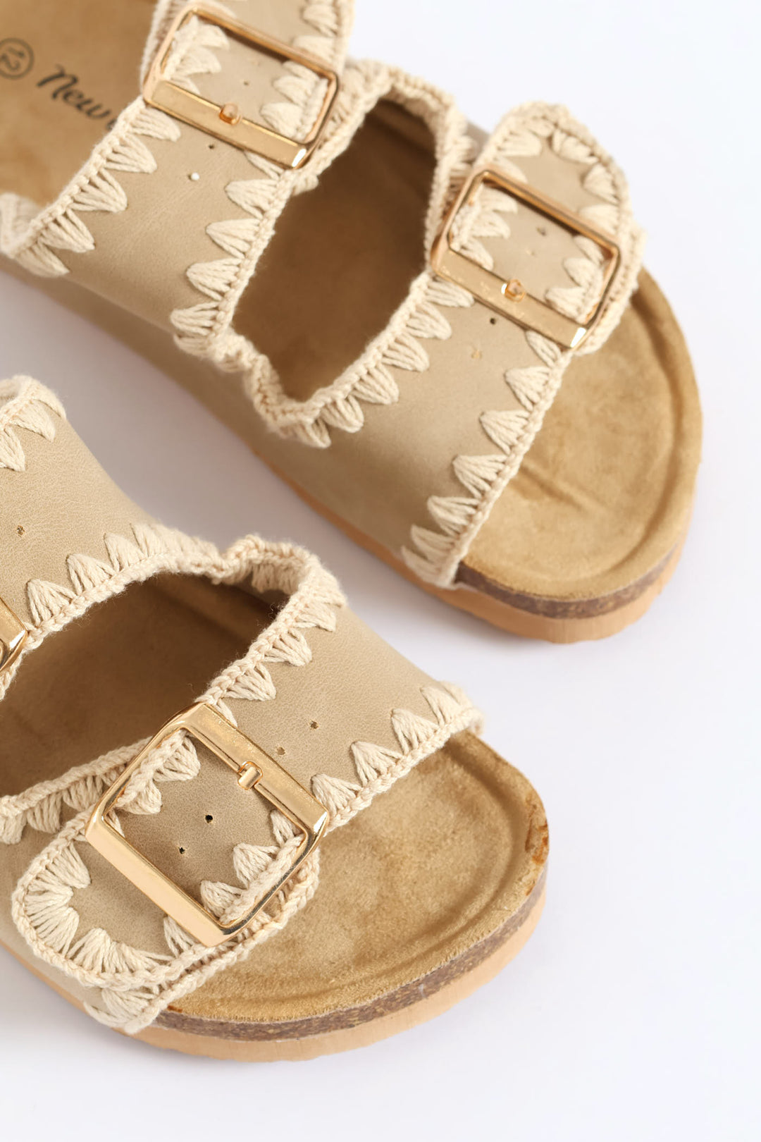 Girls Blanket Stitch Health Sandal - Taupe