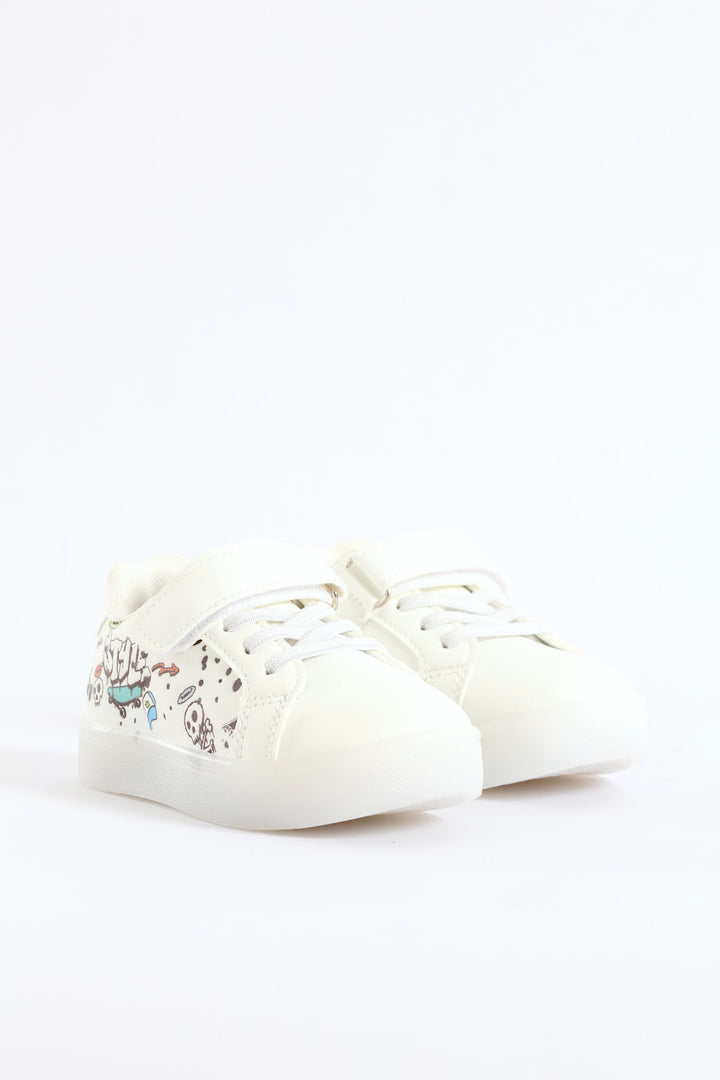Pre-Boys Graffiti Lightup Sneaker - White