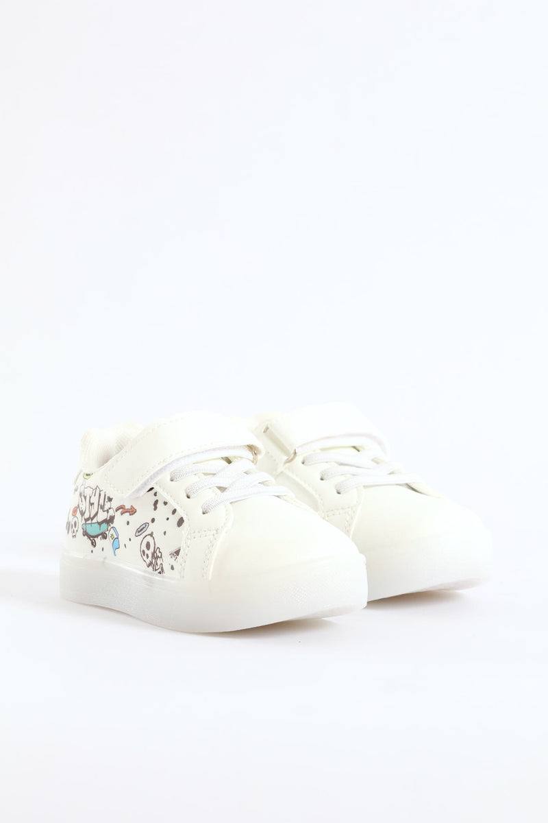 Pre-Boys Graffiti Lightup Sneaker - White