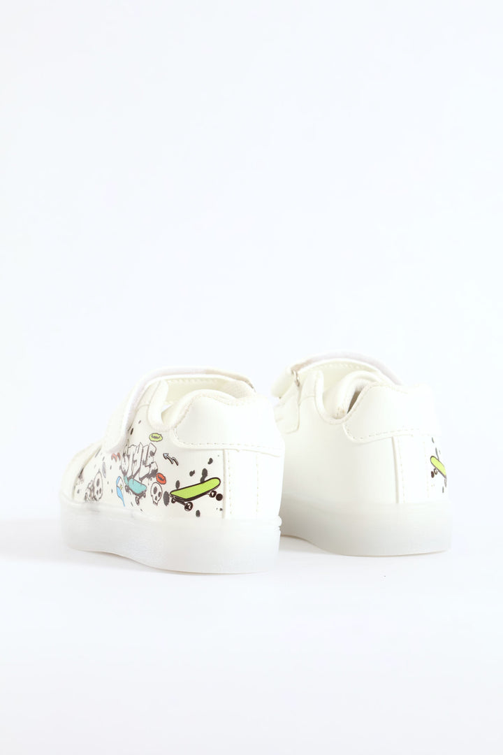 Pre-Boys Graffiti Lightup Sneaker - White