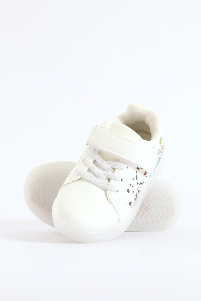 Pre-Boys Graffiti Lightup Sneaker - White