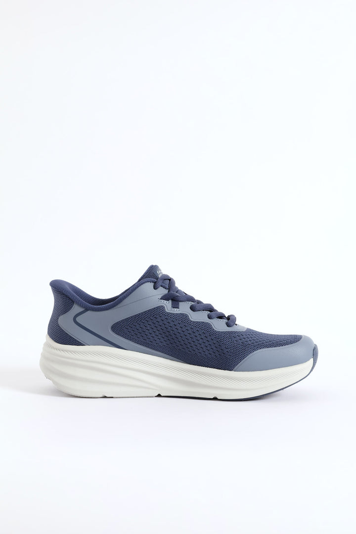 Bobs Skillz Fly Knit Lace Up Sneaker - Navy