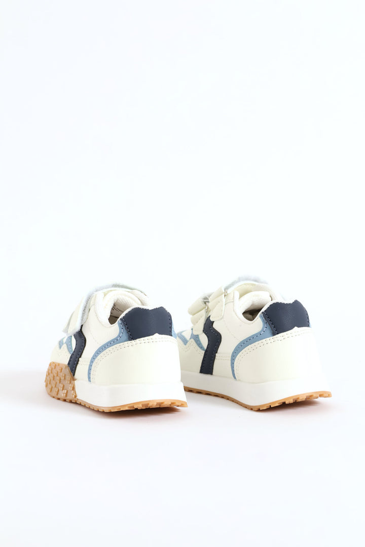 Pre-Boys Retro Sneaker - Cream/Blue