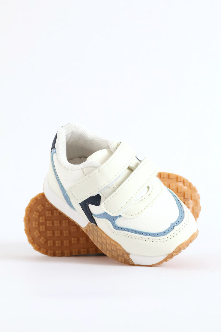 Pre-Boys Retro Sneaker - Cream/Blue
