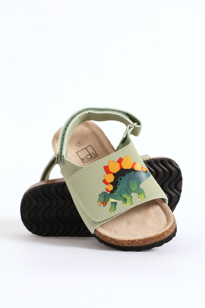 Pre-Boys Dino Print Health Sandal - Sage