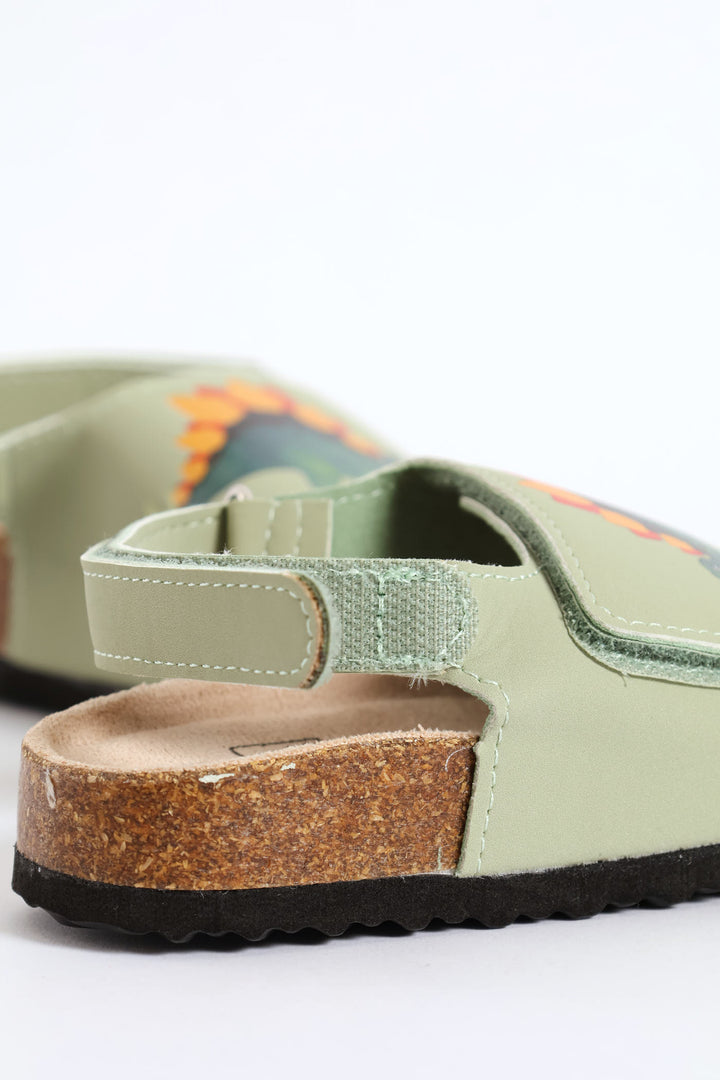 Pre-Boys Dino Print Health Sandal - Sage