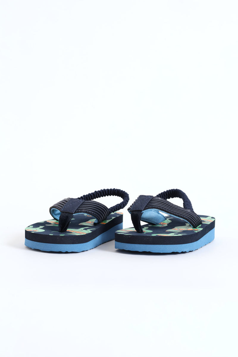 Pre-Boys Dino Print Thong Sandal - Navy