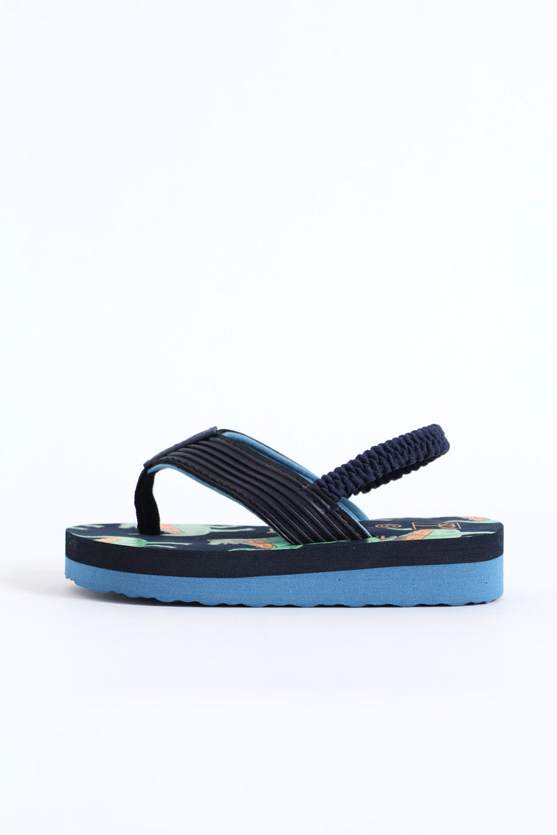 Pre-Boys Dino Print Thong Sandal - Navy