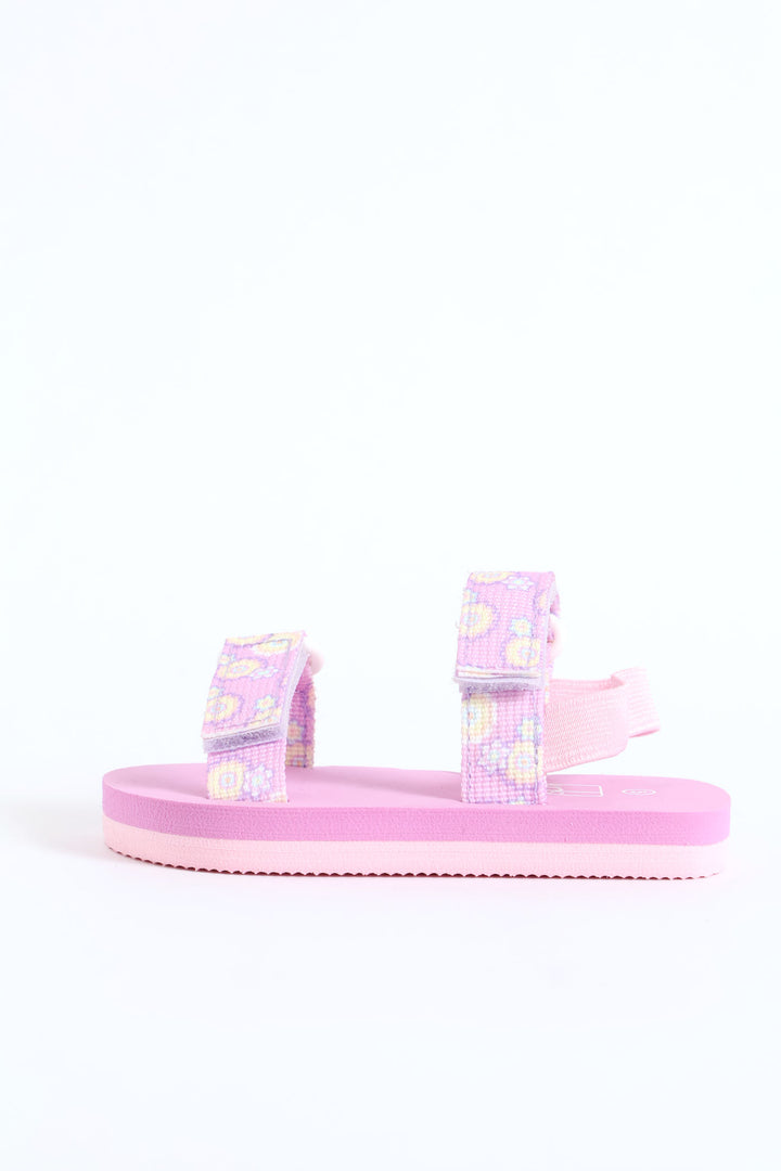 Pre-Girls Floral Print Sports Sandal - Lilac