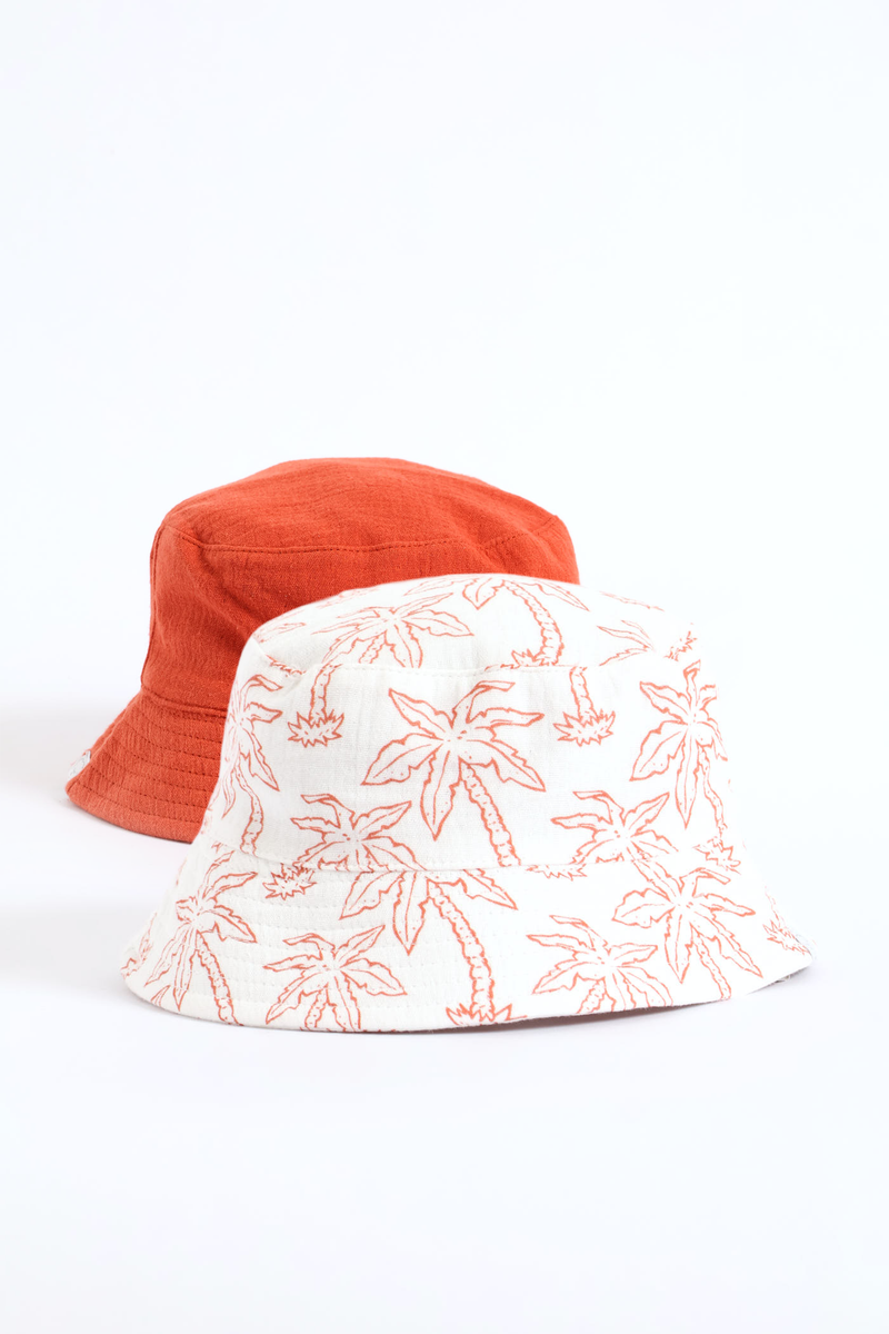 Baby Boys 2 Pack Plain Crinkle Cotton Hat - Natural