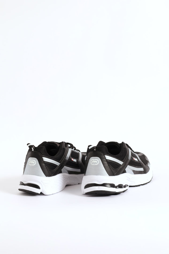 Panelled Lace Up Trainer - Black