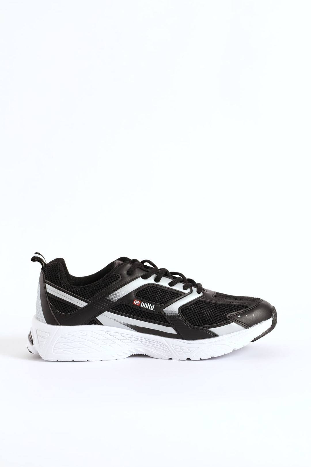 Panelled Lace Up Trainer - Black