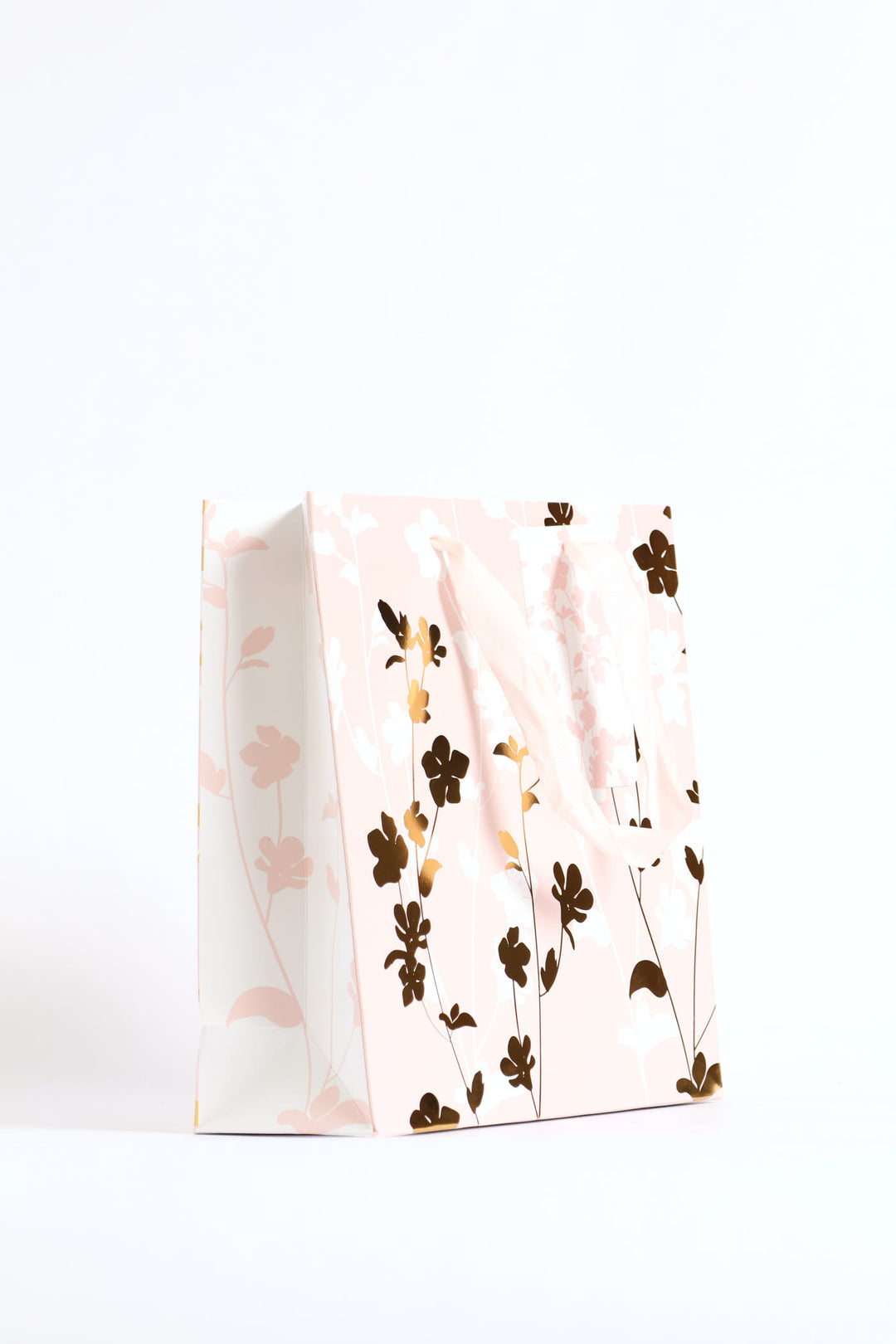 Coral Pink Gold Foil Gift Bag - Pink