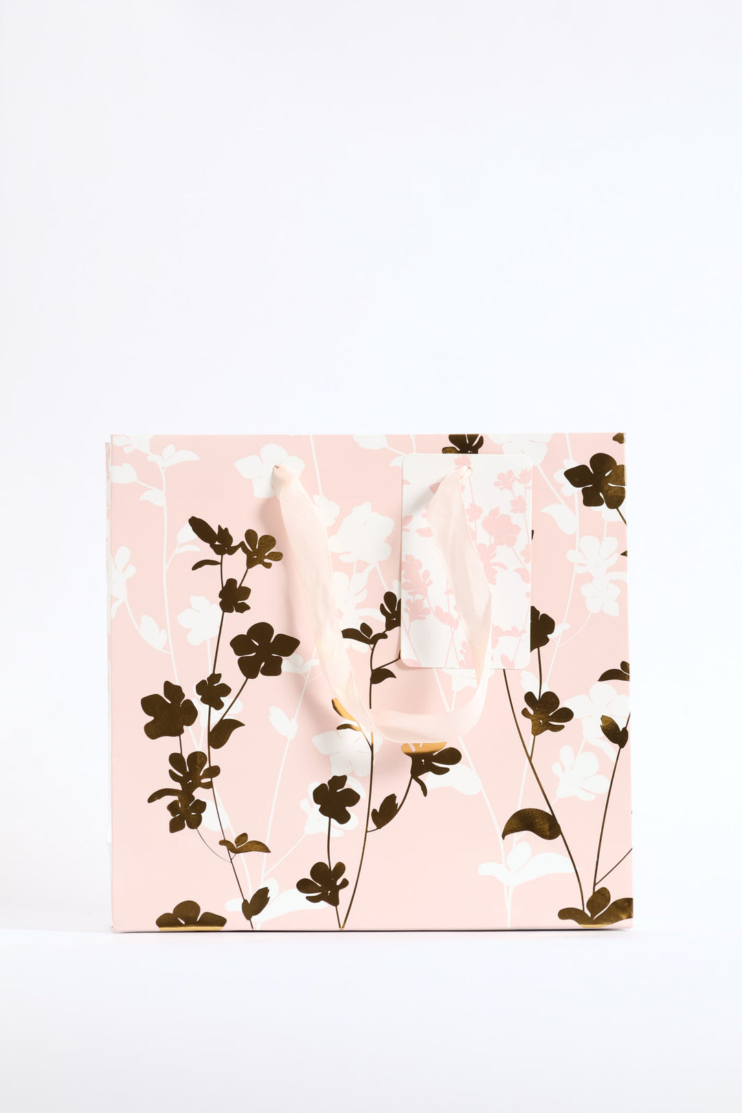 Coral Pink Gold Foil Gift Bag - Pink